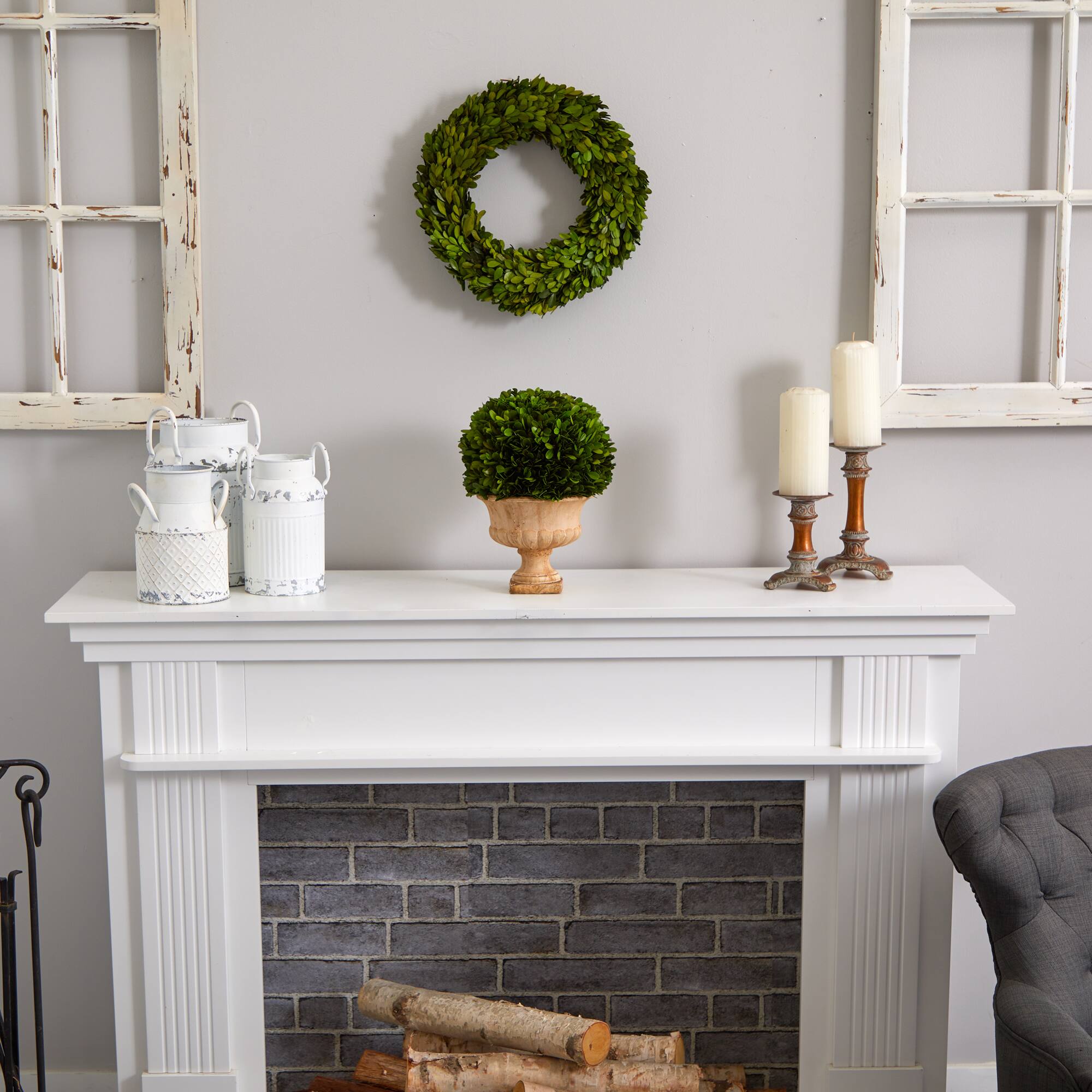 12in. Boxwood Topiary Ball in Decorative Urn